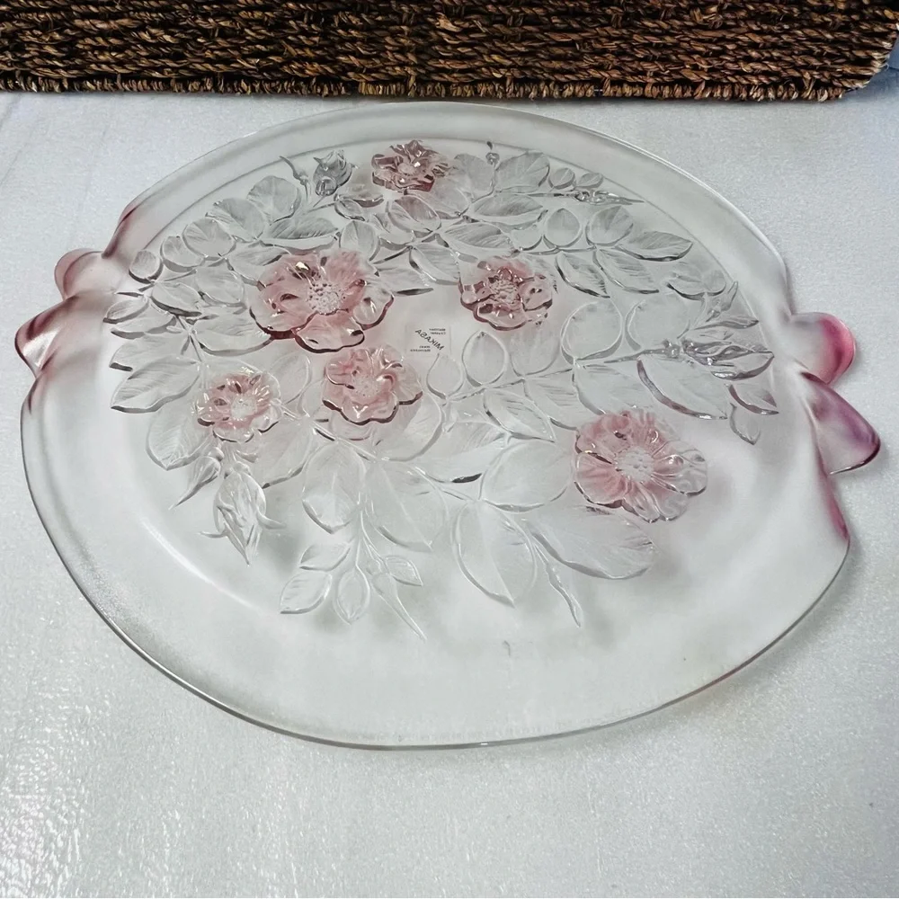 Mikasa Rosella Round Pink Floral Handled Cake Plate or Platter